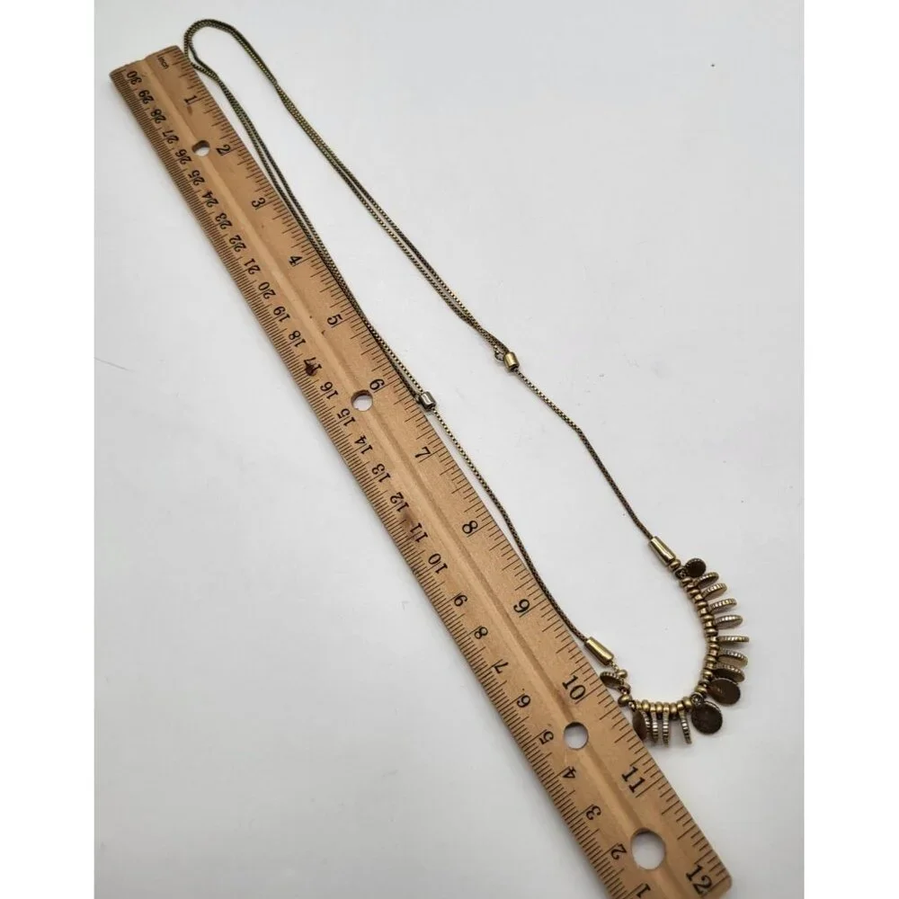 Madewell Mini Coinmix Necklace Brass Minimalist Slider Adjustable Boho - Picture 8 of 11